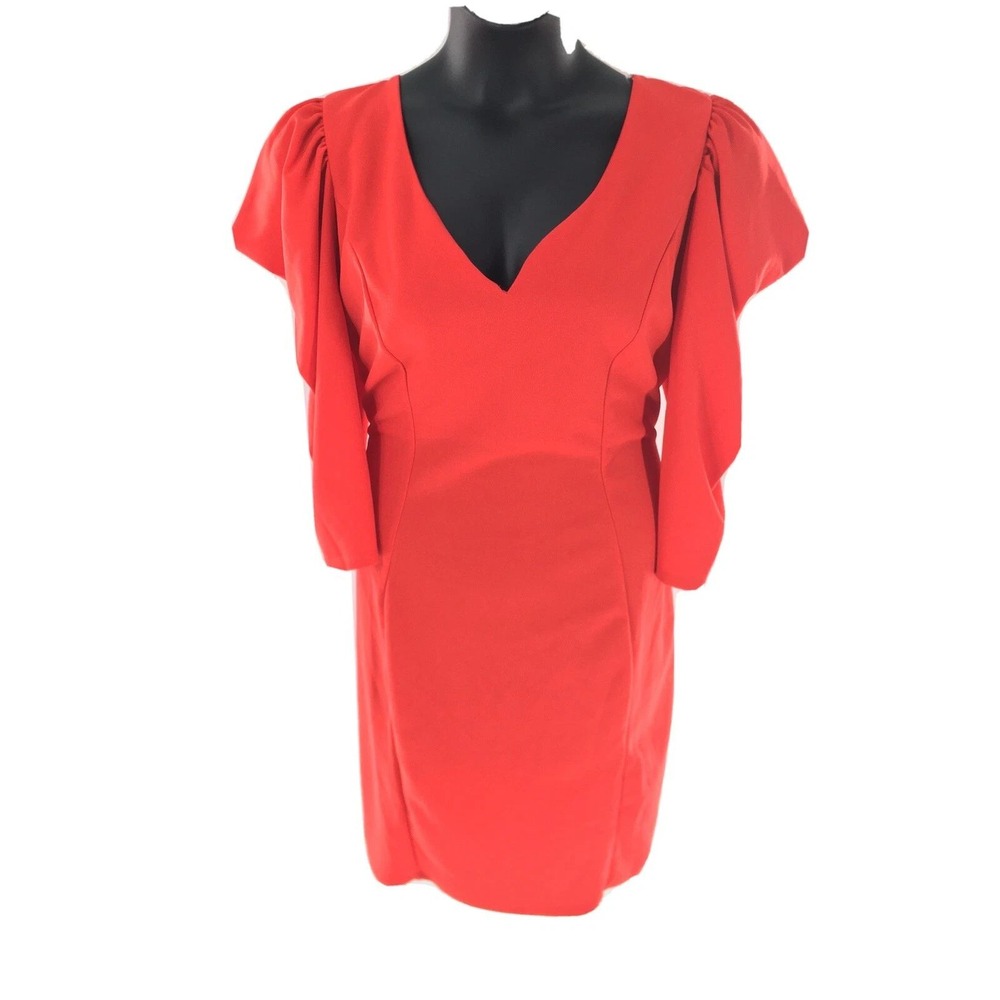Plus Size Women's Orange Puff 3/4 Sleeve Dress Bodycon 3X NWT